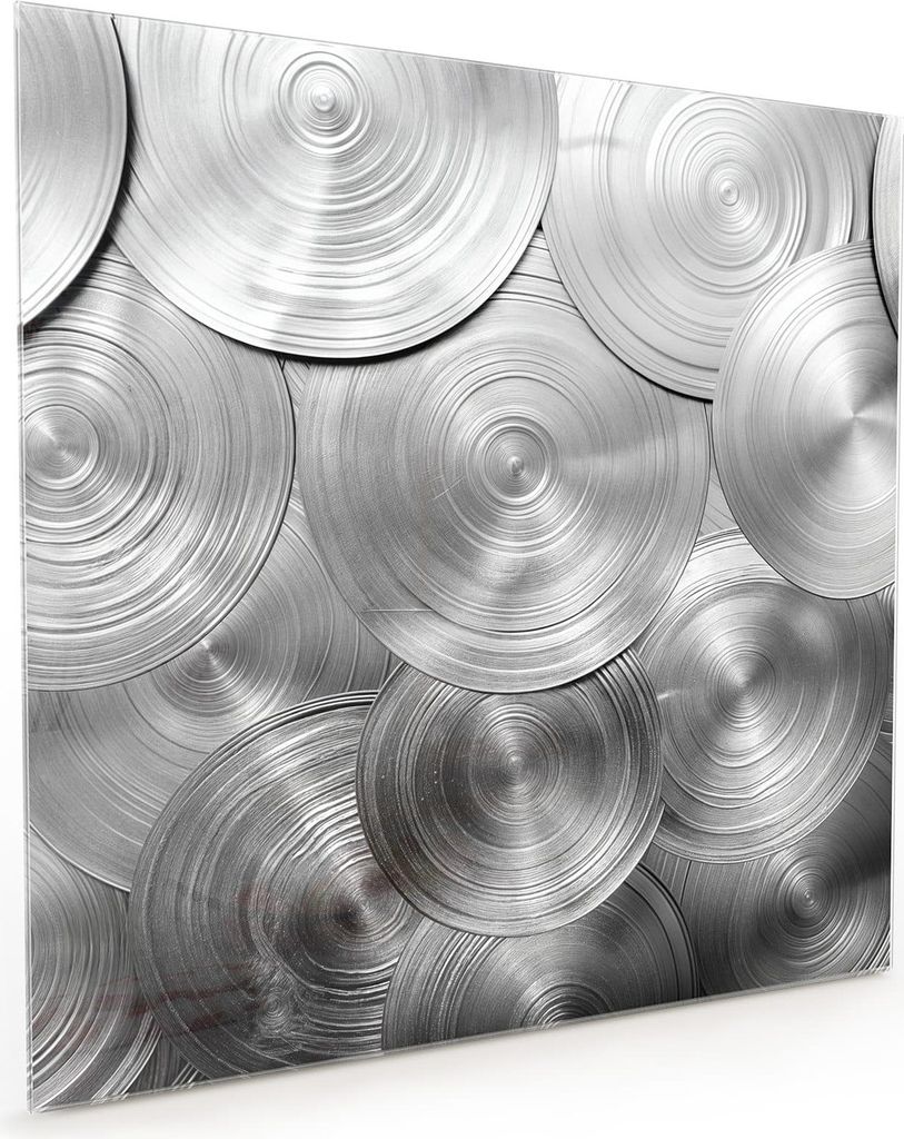 Küchenrückwand Spritzschutz Glas mit Motiv Metallische Scheiben 40 x 40 cm