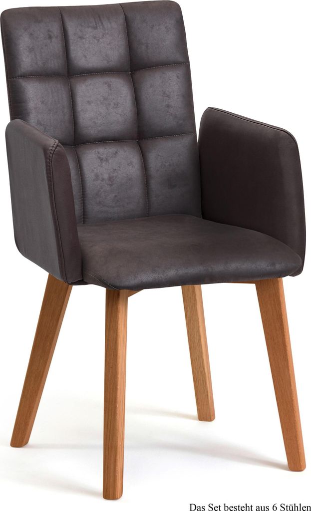 Armlehnstuhl (6er-Set) Dareia 52x91x60 Eiche geölt/Espresso