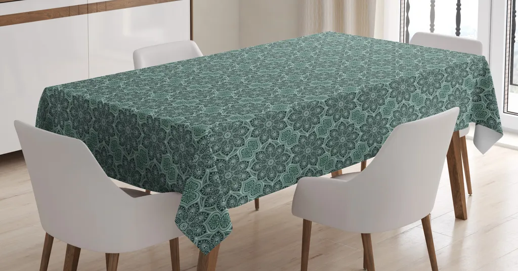 ABAKUHAUS Tovaglia Antimacchia Verde Bosco 140x170 Fiori Folk Esterni