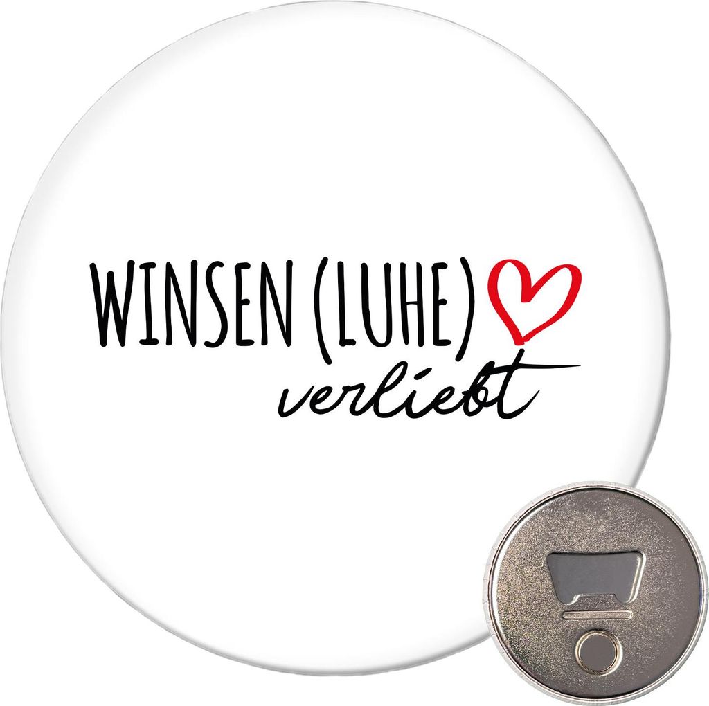 Huuraa Magnet Winsen (Luhe) verliebt 59mm Kühlschrankmagnet rund Flaschenöffner Geschenkidee