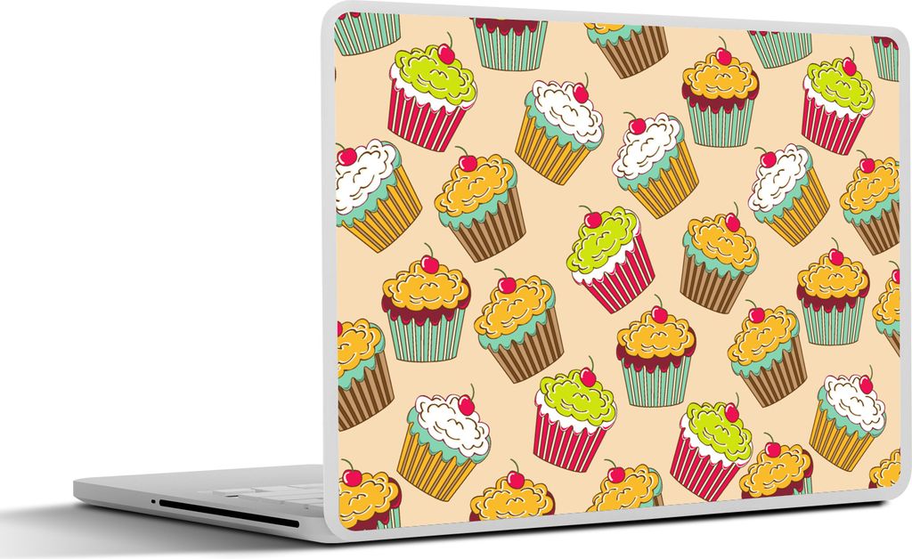 MuchoWow Laptop Aufkleber Sticker Cover Muster - Lebensmittel - Cupcake 36.5x27.5 cm - Laptop-Sticker