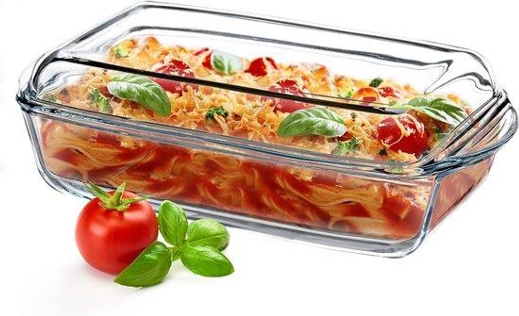 Glaskeramische ovenschaal met deksel und Griffen - Für den Backofen und elektrische Herdplatte geeignet - Für Lasagne und Fleisch geeignet - Tran...