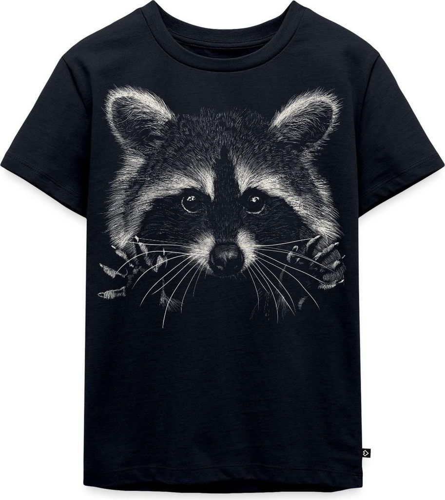 Spreadshirt Süßer Waschbär Lustig Racoon Kinder Premium T-Shirt, 110/116 (4 Jahre), Navy