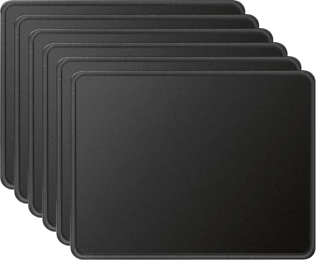 Tapis de souris noir standard 275x215mm - Lot de 6 pour poste de travail