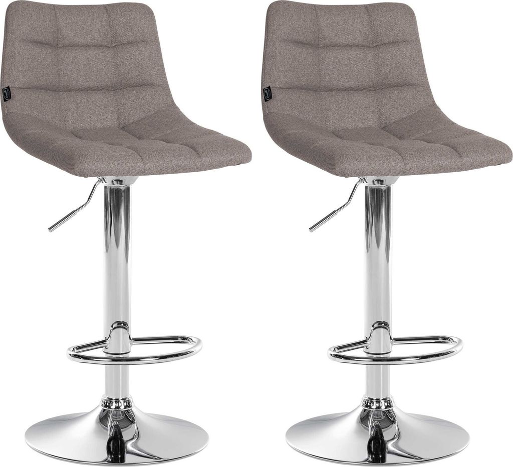 2er Set Barhocker HLO-CP266 Stoff chrom grau