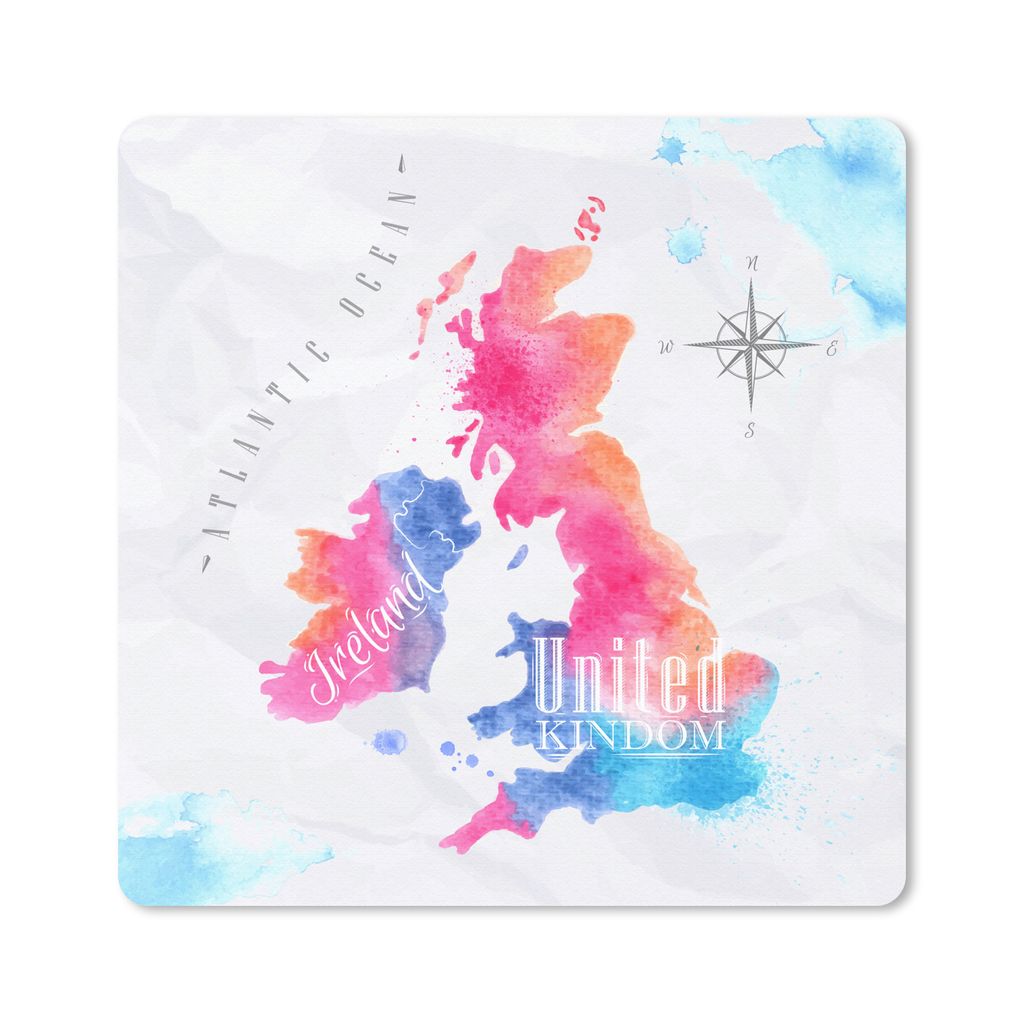 MuchoWow Mauspad Mousepad England - Weltkarte - Farben 30x30 cm - Mousepads - Maus Mat - Pad - Mausunterlage - Gaming