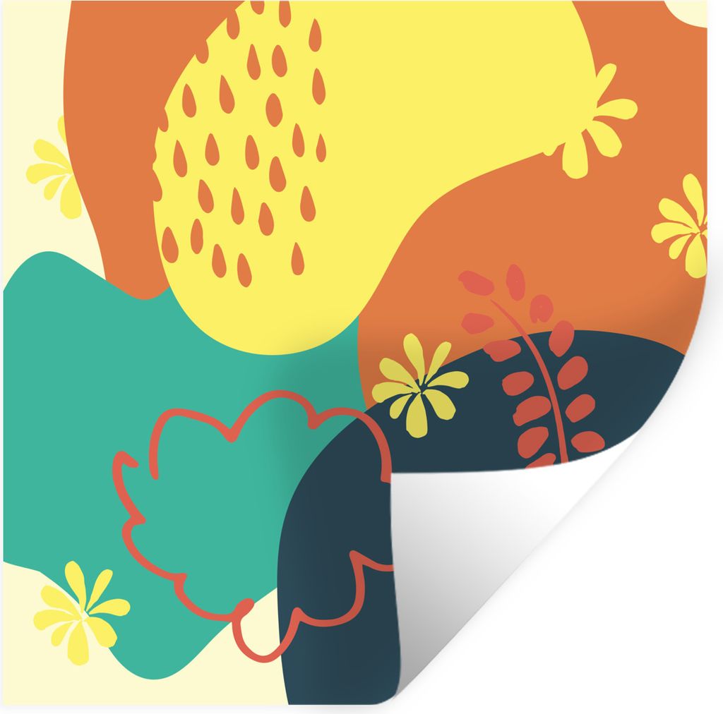 MuchoWow Wandtattoo Wandsticker Wandaufkleber Sommer - Flecken - Abstrakt 80x80 cm Selbstklebend und Repositionierbar - Wierderverwendbar - Selbs...