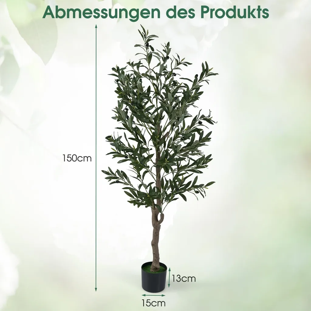 VeriNatural Ulivo Finto 120 cm Piante Finte da Interno Esterno - Albero Decorativo con 552 Foglie 6 Rami Decorativi UV Resistente - Pianta Artificiale da Interno per Balcone Soggiorno Ufficio Casa