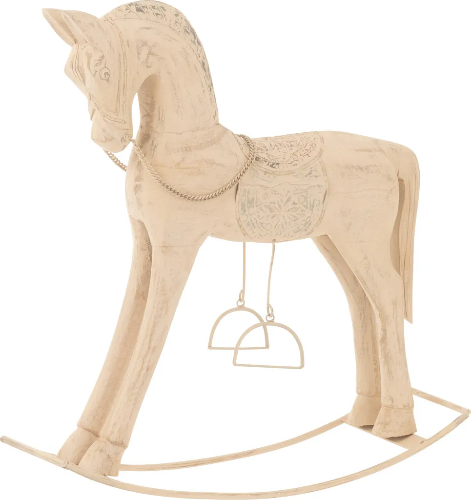 Petit cheval à bascule design J-Line Topo bois de manguier artisanal