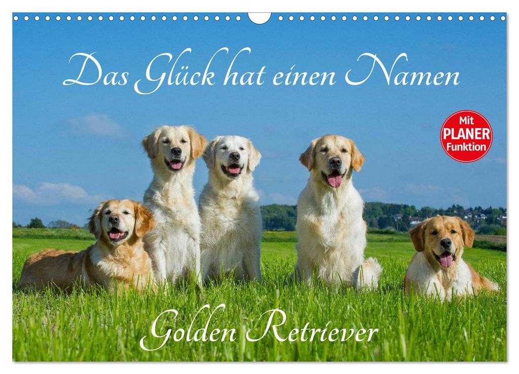 Das Glück hat einen Namen - Golden Retriever (Wandkalender 2027 DIN A3 quer), CALVENDO Monatskalender