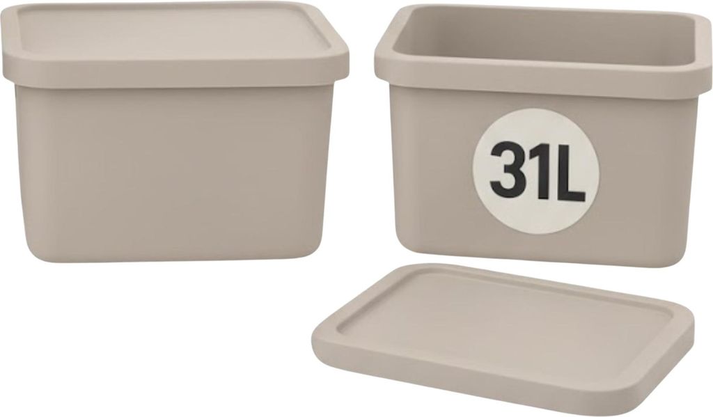 Plastard Boxen 31 L, 2er-Set, stapelbar, BPA-frei, Beige, Produktbild 