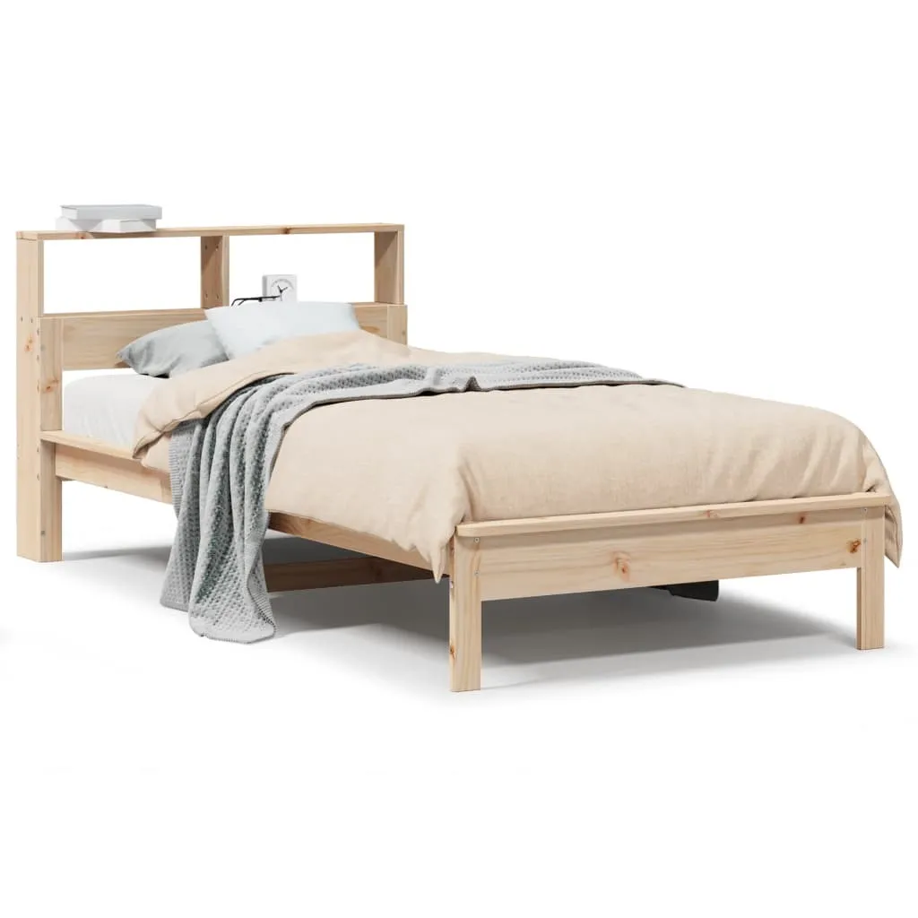 SYFAX™ Giroletto con Libreria senza Materasso 75x190 cm in Legno Pino