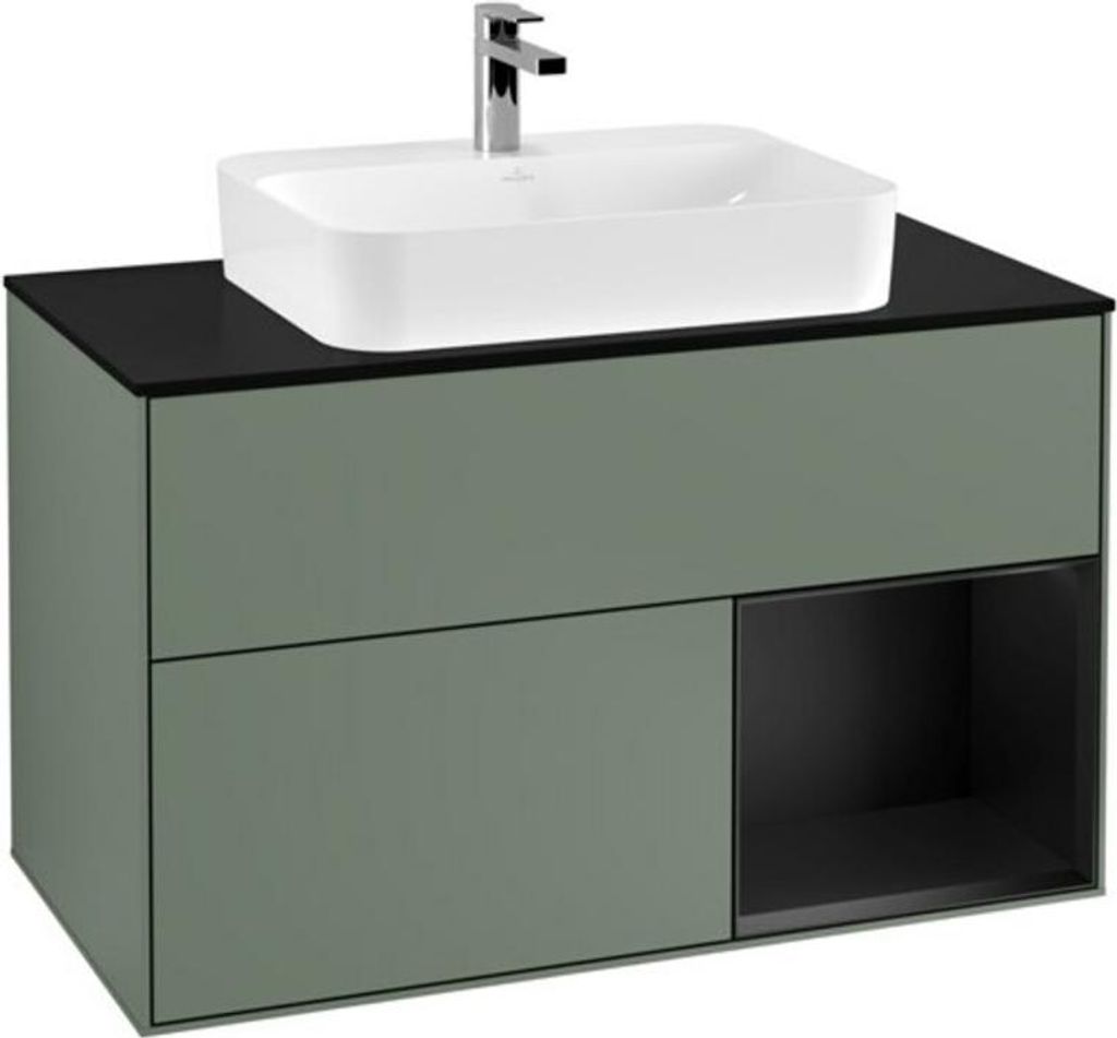 V&B Waschtischunterschrank Finion 100, Pl b m, Rg re bla m Lac, Oli. m Lac