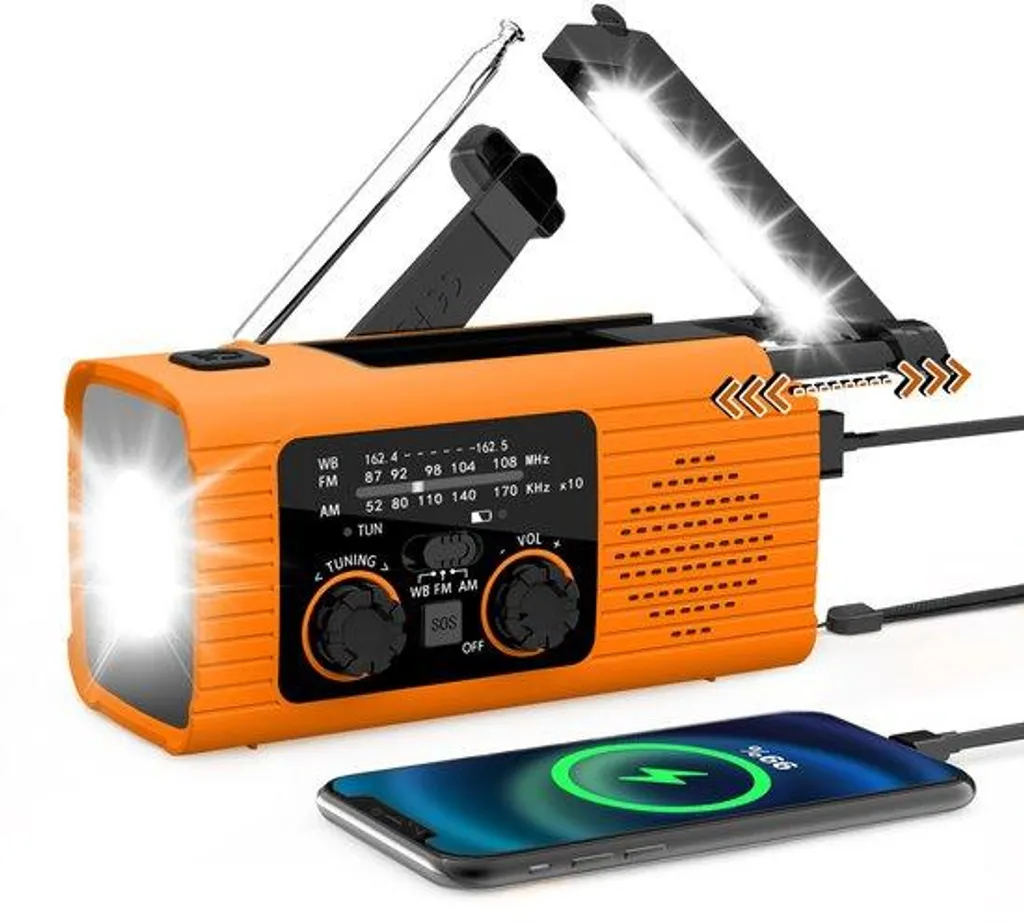 Radio d'urgence orange - Plus de panne de batterie grâce au solaire
