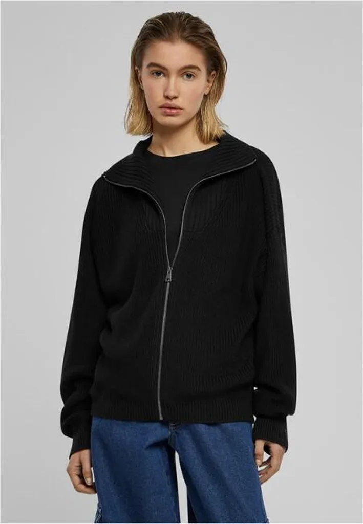 Cardigan Noir Zippé Femme en Maille Fine Urban Classics Taille 4XL