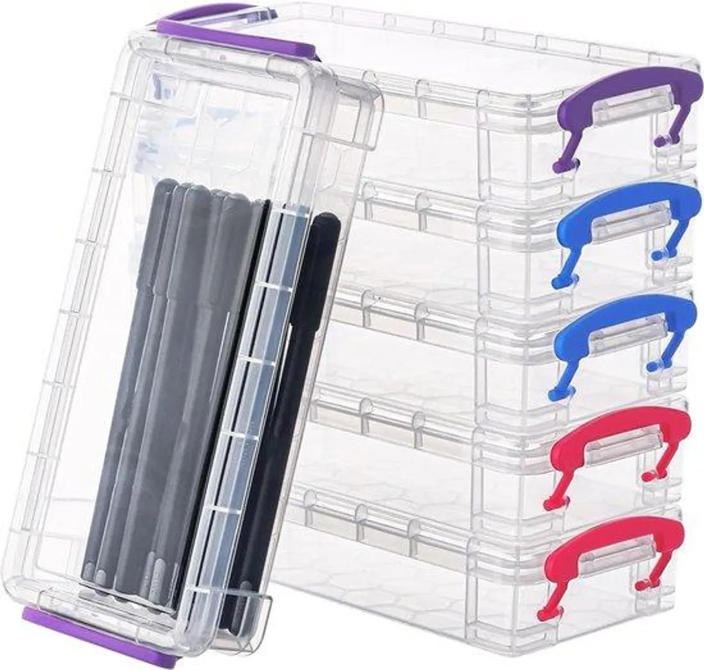 Rangement pinceaux et fournitures scolaires en boîtes multicolores