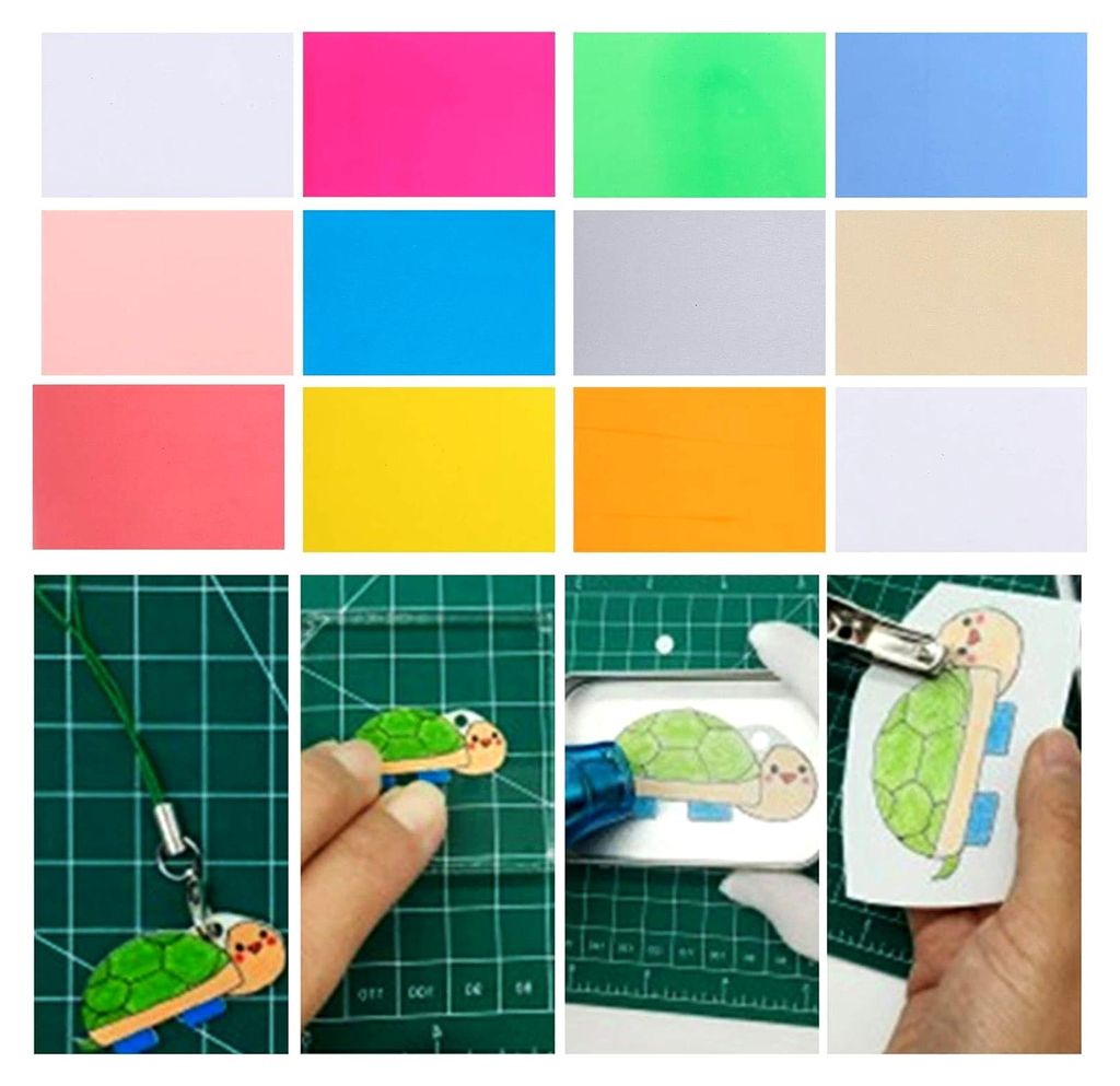 Schrumpffolienbögen, 12 Stück, Bunte Schrumpffolien, Papiere, DIY-Schlüsselanhänger, Handgefertigtes Zubehör, 14,5 X 20 Cm