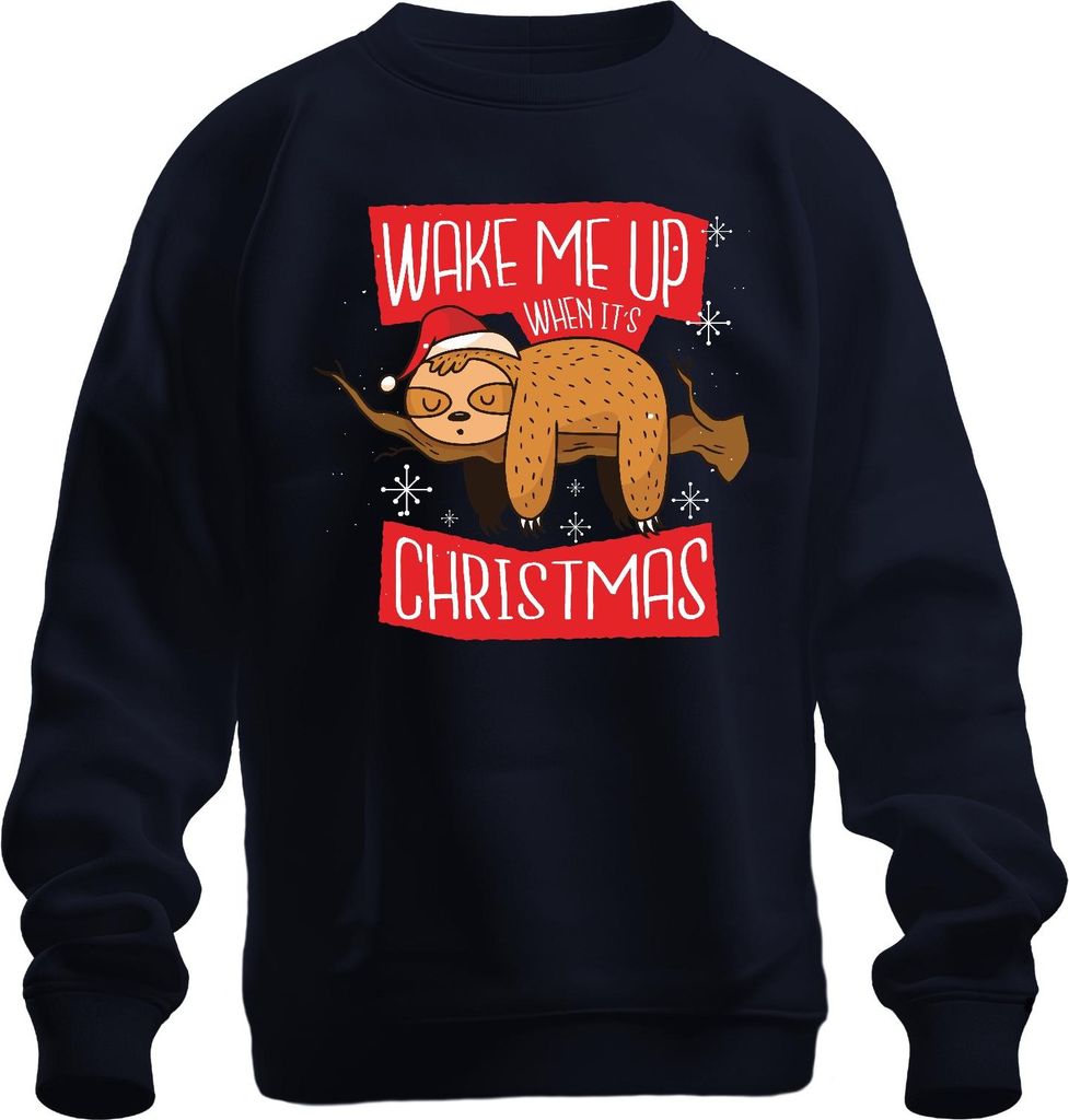 Wake me up when it's christmas Faultier - Weihnachten Weihnachtsgeschenk Christmas Uni Weihnachtspullover, Navy, M