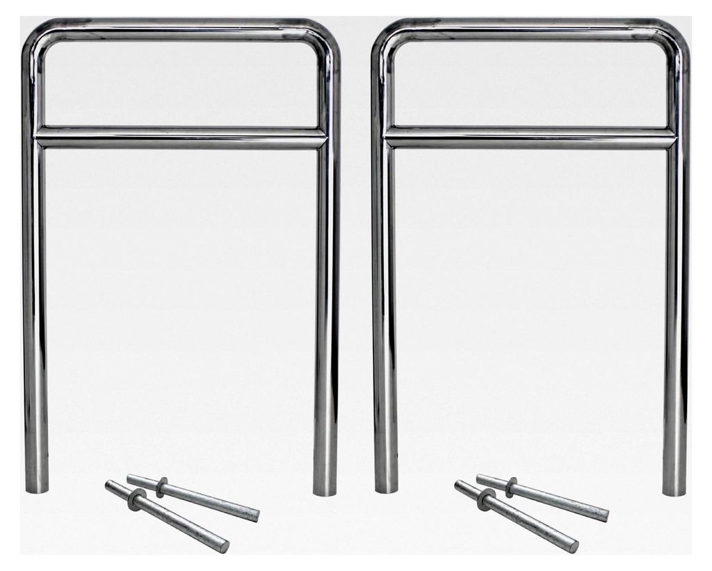 2x Fahrradanlehnbügel Fahrradständer Anlehnständer mit Knierohr 118 x 78 cm aus Edelstahl zum Einbetonieren