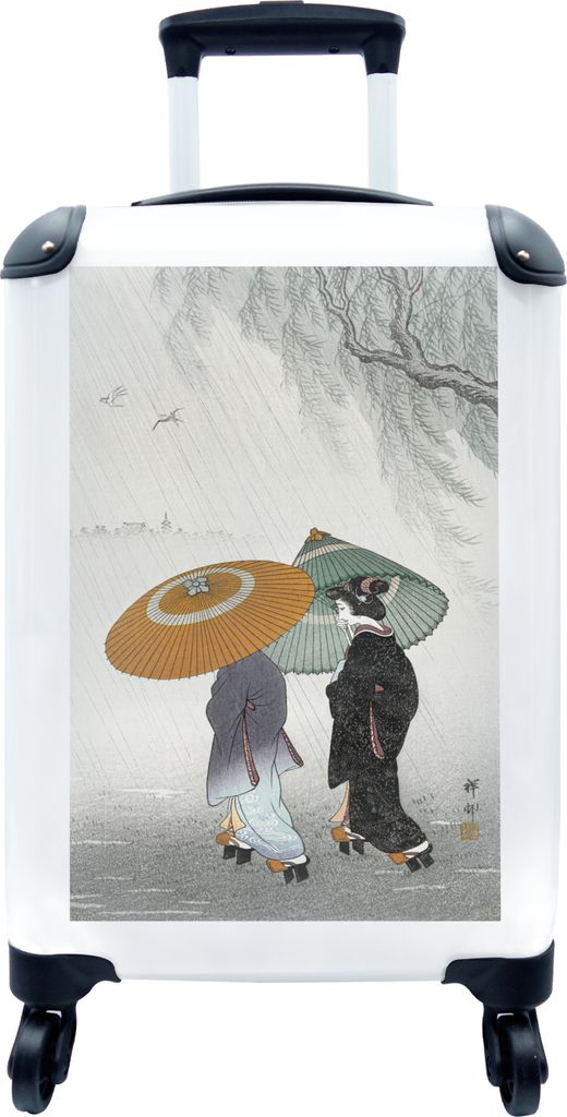 MuchoWow MuchoWow Koffer Handgepäck Trolley Rollkoffer Kleine Reisekoffer mit 4 Rollen - Vintage - Frauen - Sonnenschirm - Japan - Cabin Size ...