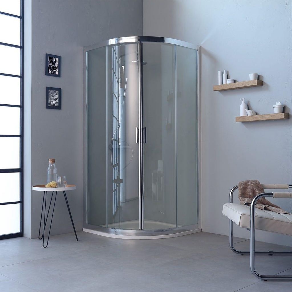 90x90x195cm Runddusche mit Aluminiumrahmen und Klarglas 6mm | Fly