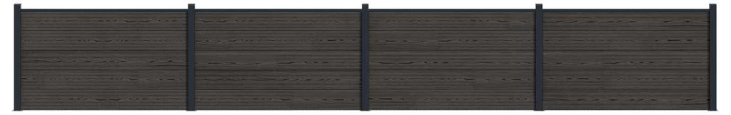 Zaunelement 4 pcs WPC und Aluminium Schwarz
