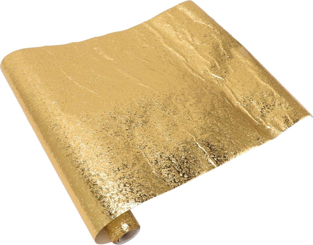 Ölbeständiger Aufkleber Wasserdichte selbstklebende Aluminiumfolientapete für Küchenschublade Schrank Arbeitsplatte Gold 30cmx2m / 11.8x78.7in