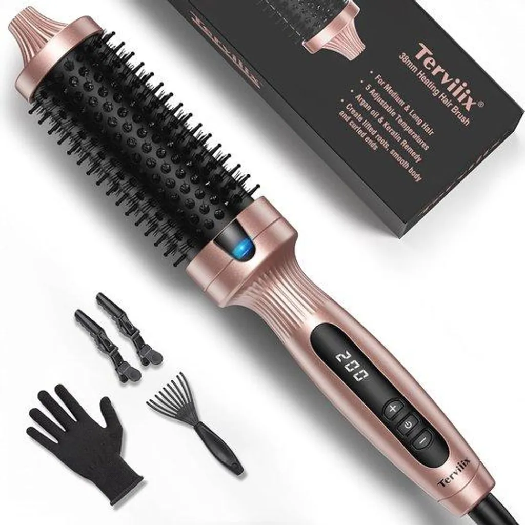 Brosse chauffante 38 mm pour boucles volumineuses et brushing soigné