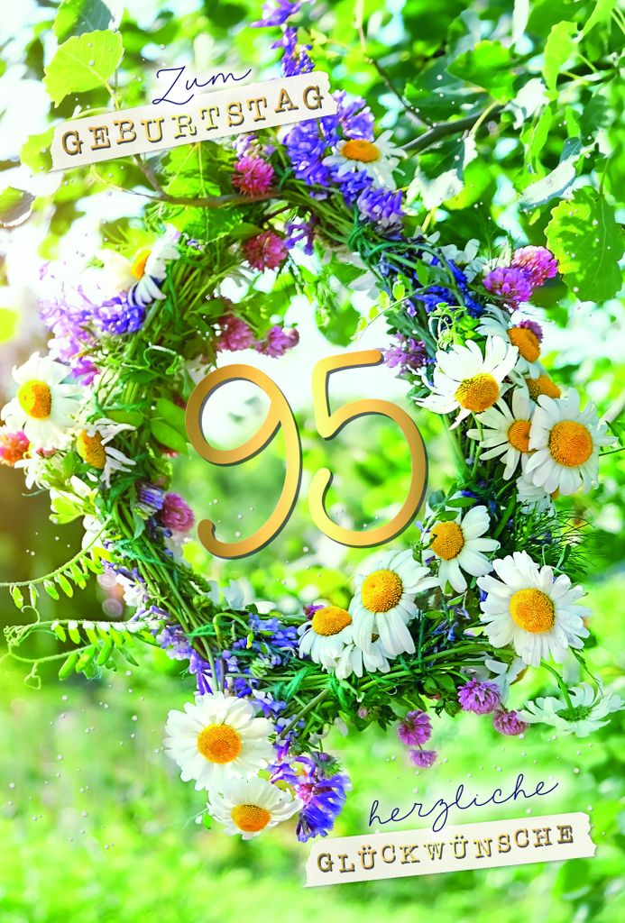 Zahlengeburtstag 95 Jahre - Karte - Blumen- und