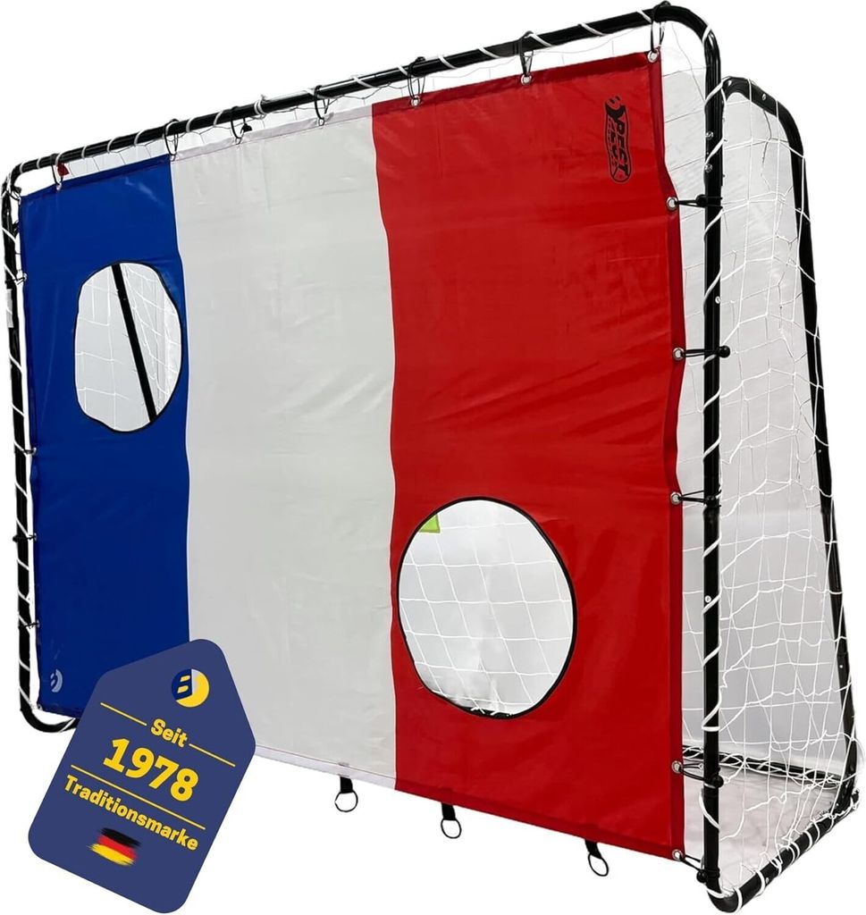 Fußballtor-Set 213 x 152 x 76 cm in Schwarz mit Torwand "Frankreich"
