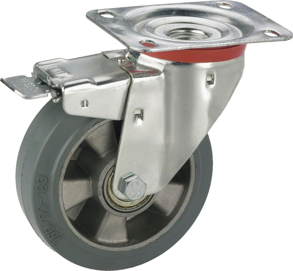 Lenkrolle Vollgummi-Rad ø 125mm Transportrolle mit Feststeller Tragkraft 180kg
