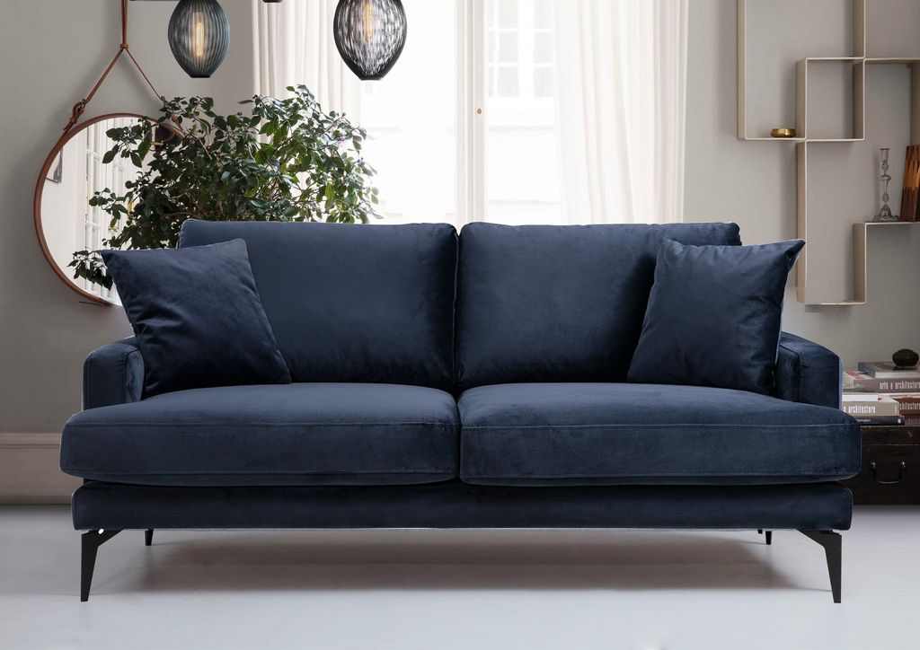 Hanah Home, Papira- ARE1505, Navy,blau, Schlafsofas, Rahmen: Buchenholz / Spanplatte