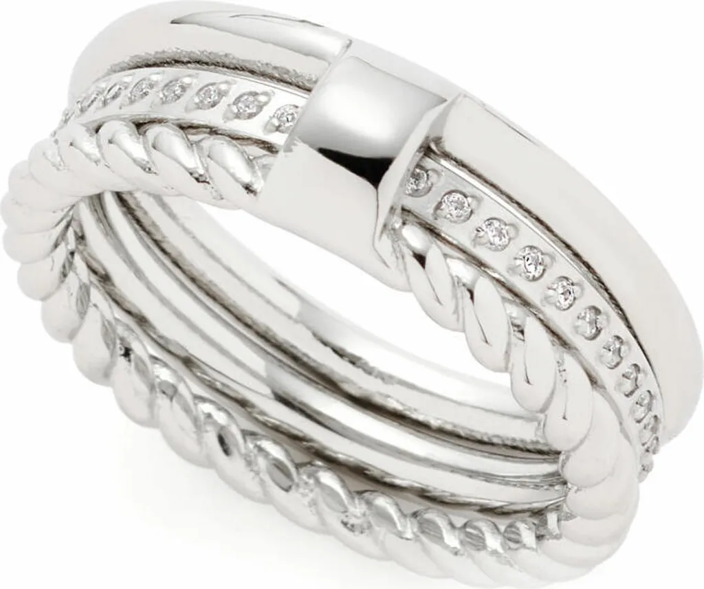 Bague Double Anneau Leonardo Jewels Mascha en Argent et Oxydes Zircone