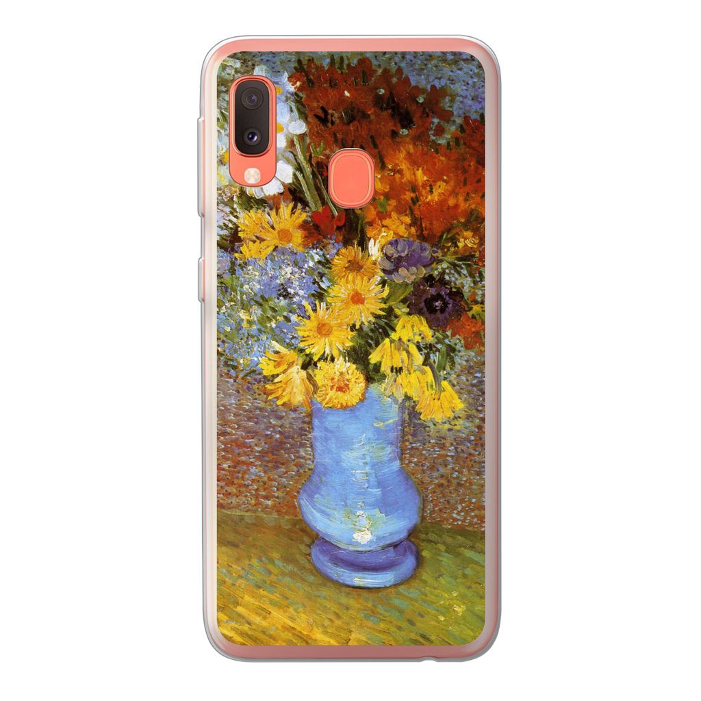 MuchoWow Handyhülle Schutzhülle Hülle für Samsung Galaxy A20e Vase mit Gänseblümchen und Anemonen - Vincent van Gogh Silikon Softcase Handy...