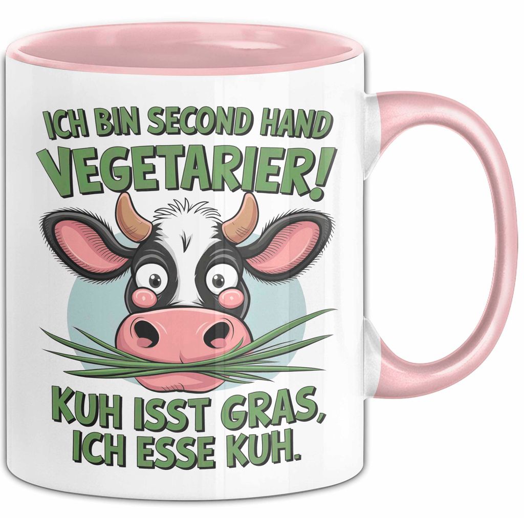 Fleischliebhaber Vegetarier Tasse Geschenk Lustige Geschenkidee Spruch Ich Bin Second Hand Vegetarier (Rosa)