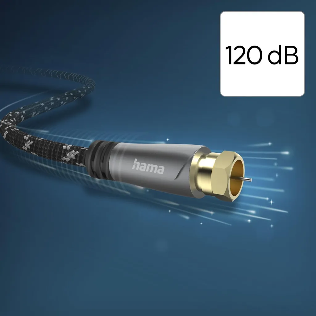 Câble antenne parabolique 5m HAMA 120dB pour décodeur et TV satellite - 5
