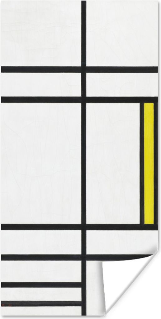 MuchoWow Poster Komposition in Weiß, Rot und Gelb - Piet Mondrian 20x40 cm - Plakat - Foto