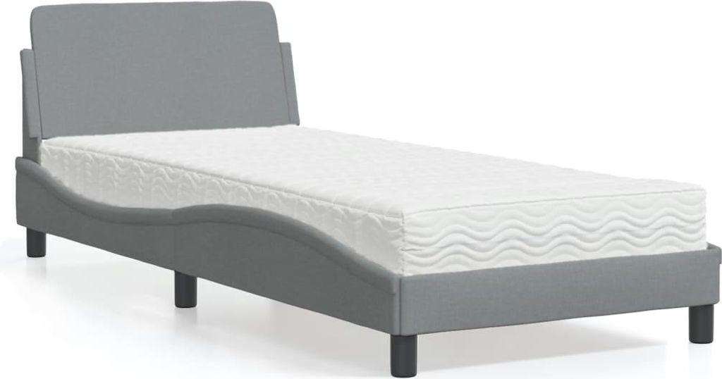 vidaXL Bett mit Matratze "Dover" Hellgrau 90x190 cm Stoff