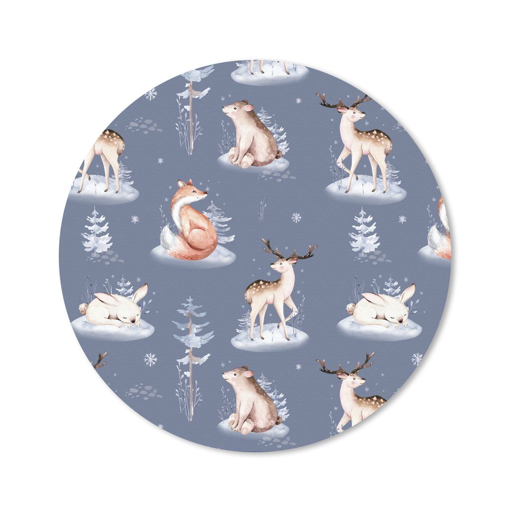 MuchoWow Mauspad Mousepad Winter - Bär - Hirsch - Fuchs 20x20 cm - Mousepads - Maus Mat - Pad - Mausunterlage - Schreibtischmatte