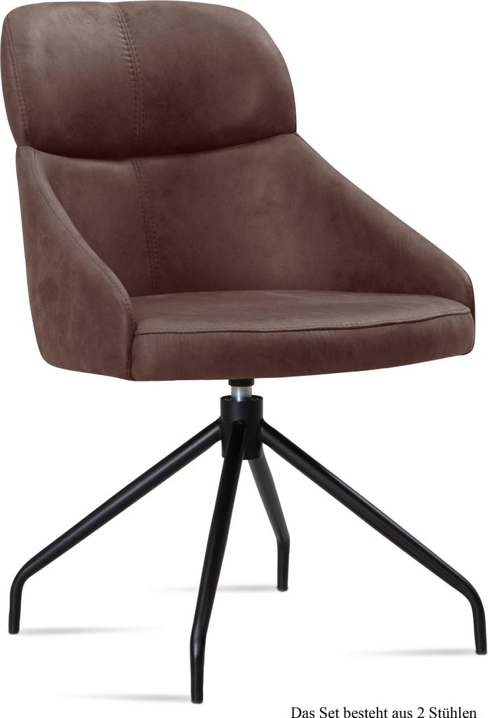Esszimmerstuhl drehbar (2er-Set) Dorian 52x82x63 Schwarz/Braun