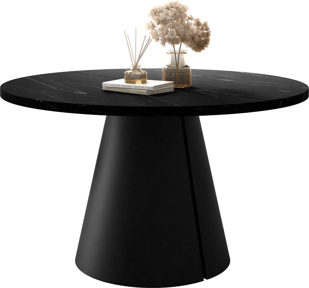 MIRJAN24 Tisch Calma 100, Esszimmer Tisch, Beine aus Stahl (Farbe: Schwarz / Black Pietra Grigia)