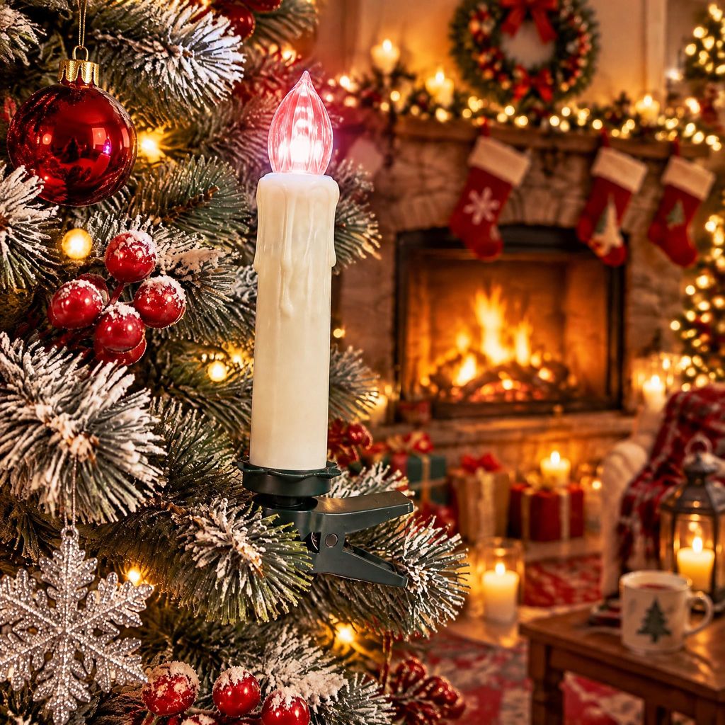 LARS360 LED Christbaumkerzen kabellos mit Klammern, Haken