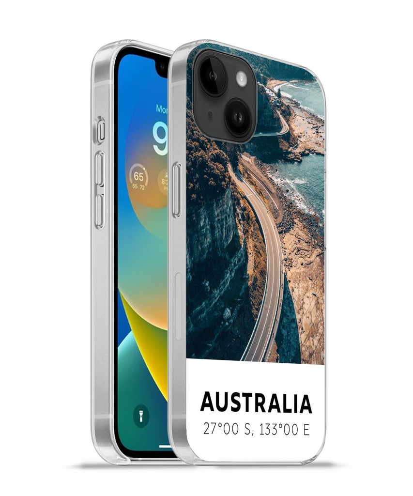 MuchoWow Handyhülle Schutzhülle Hülle für Apple iPhone 14 Plus - Soft case Australien - Meer - Schnellstraße - Sommer Silikon Softcase Handy...
