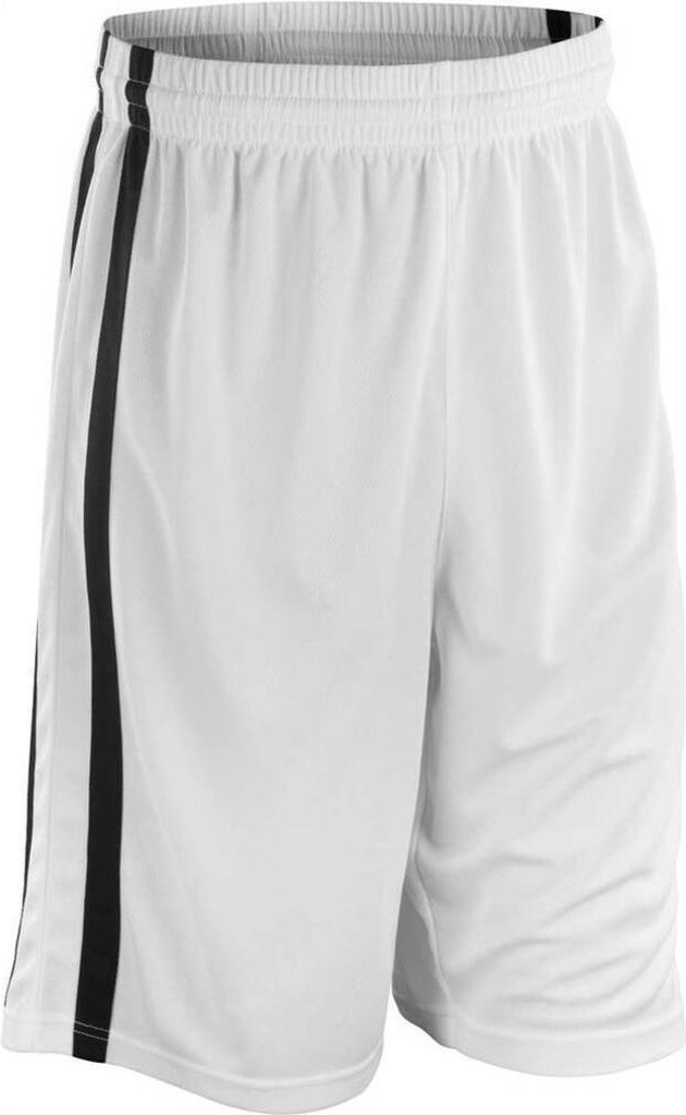 Spiro Herren Basketball-Shorts, schnelltrocknend RW4779 (S) (Weiß/Schwarz)