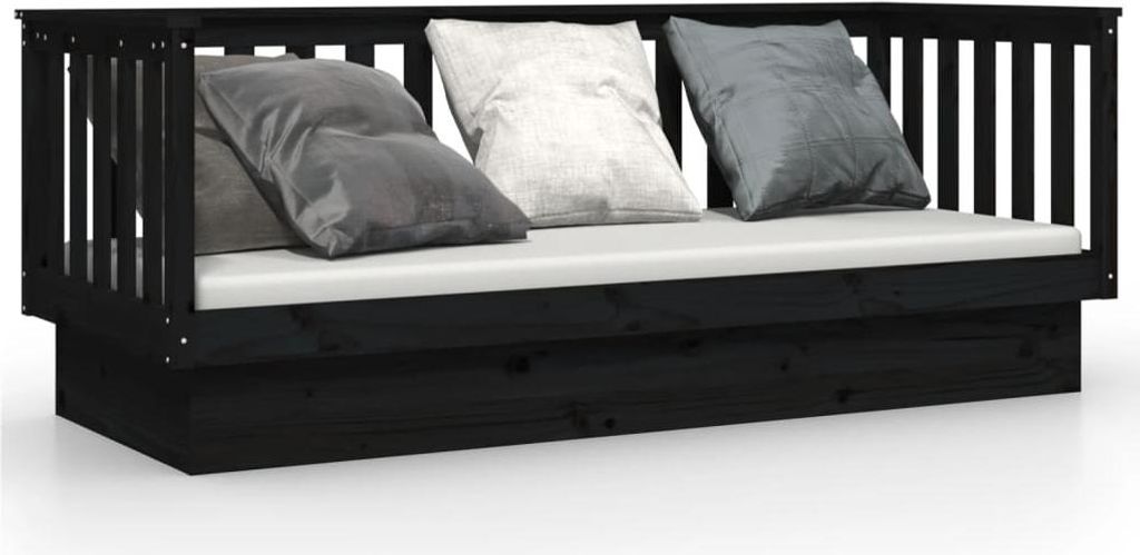 vidaXL Tagesbett Schwarz 90x190 cm Massivholz Kiefer