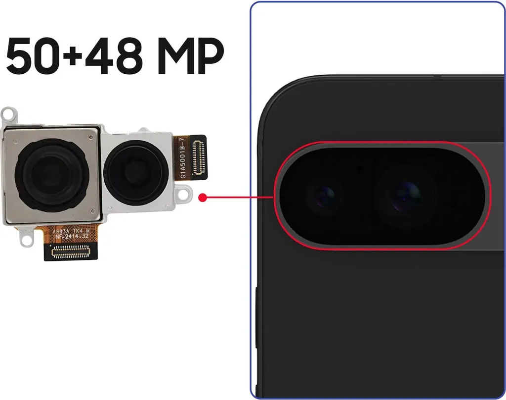 Caméra Arrière Clappio pour Google Pixel 9 - Module 50MP + 48MP Noir - 3