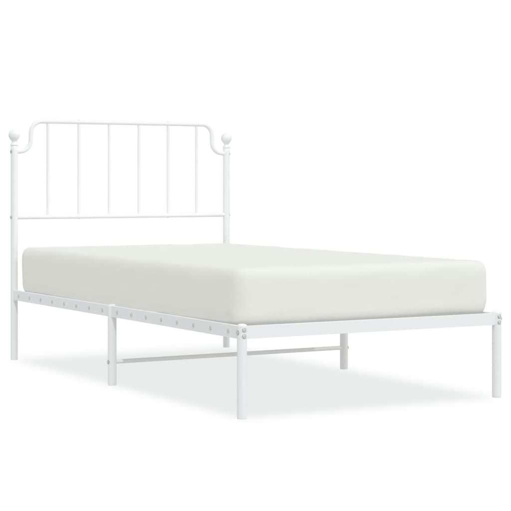 vidaXL Struttura letto con testiera in metallo bianco Immagine del prodotto 
