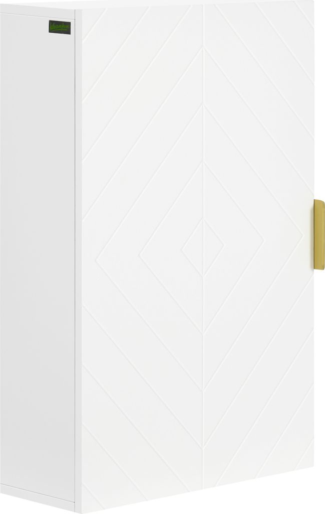 kleankin Moderner Wand-Badezimmerschrank, hängende Badezimmermöbel mit 1 Stahlgriff und verstellbaren Regalen für die Küche, 40 x 15 x 60 cm, W...