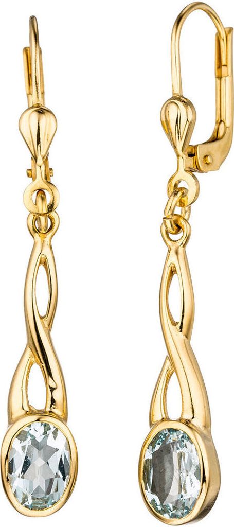 Ohrhänger Boutons aus 585 Gelbgold mit Aquamarin hellblau Ohrschmuck Damen