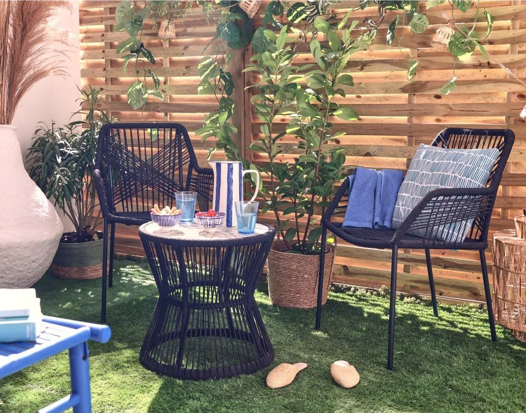 Salon de Jardin Compact Résistant aux Intempéries avec Table Mosaïque - 3